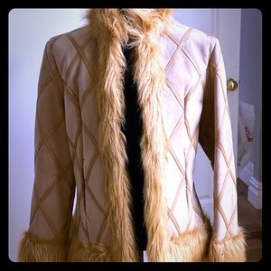 Semi-fitted, Suede, Leather, and Faux Fur Jacket
